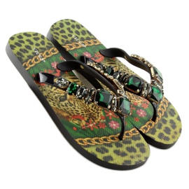 Flip-flops with stones 8250 Green black 2