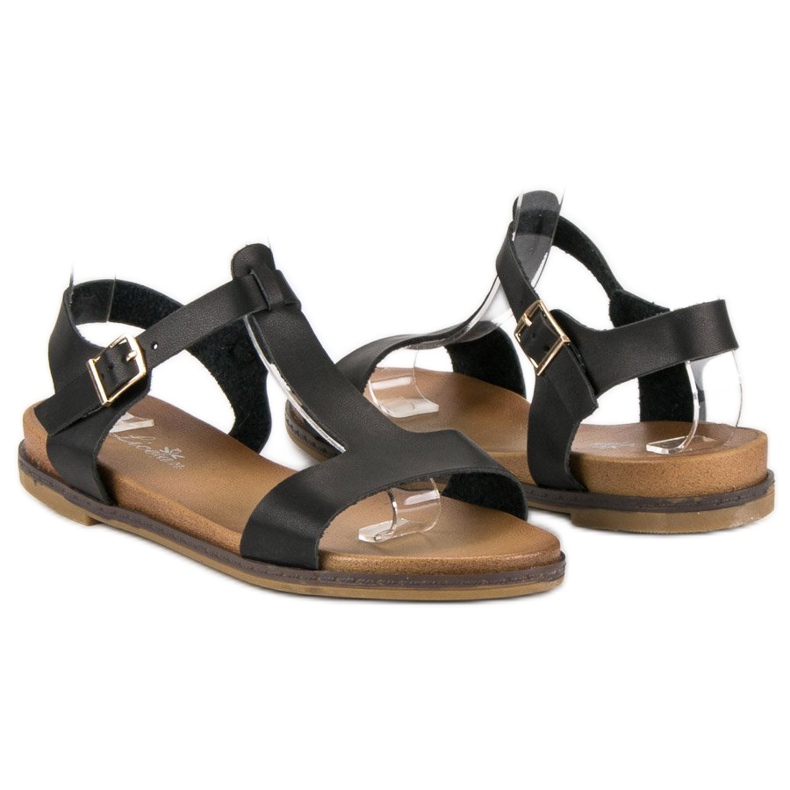 Licean Black sandals with a buckle 1
