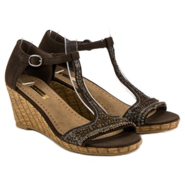 Corina Brown wedge sandals 1