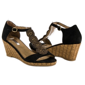 Corina Decorative wedge sandals black 1