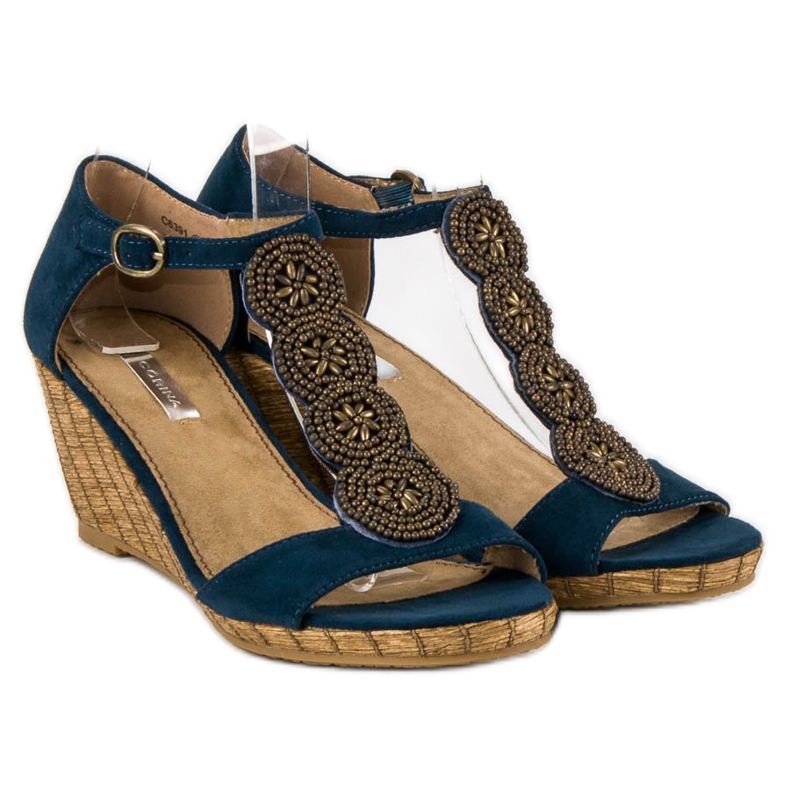 Corina Decorative Wedge Sandals blue 1 Corina Decorative Wedge Sandals blue 1