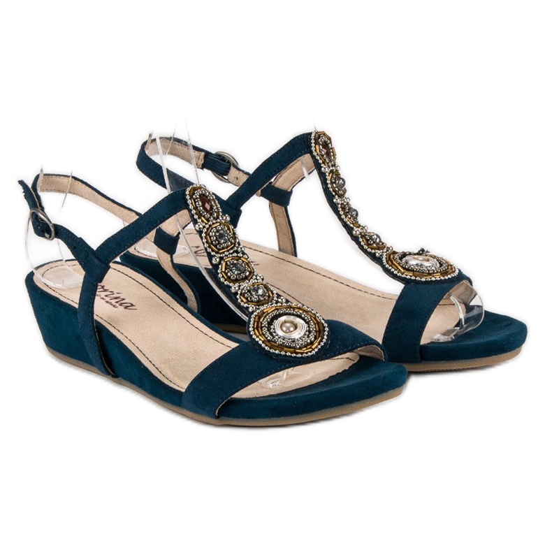 Corina Navy blue sandals with a buckle 1