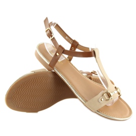Beige sandals on a flat sole 9871 Beige 1