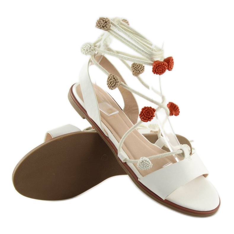 White sandals with tied ankle SR-2687 1