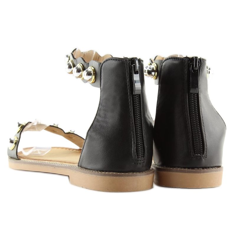 Black VS-376 Black fastened ankle sandals 2