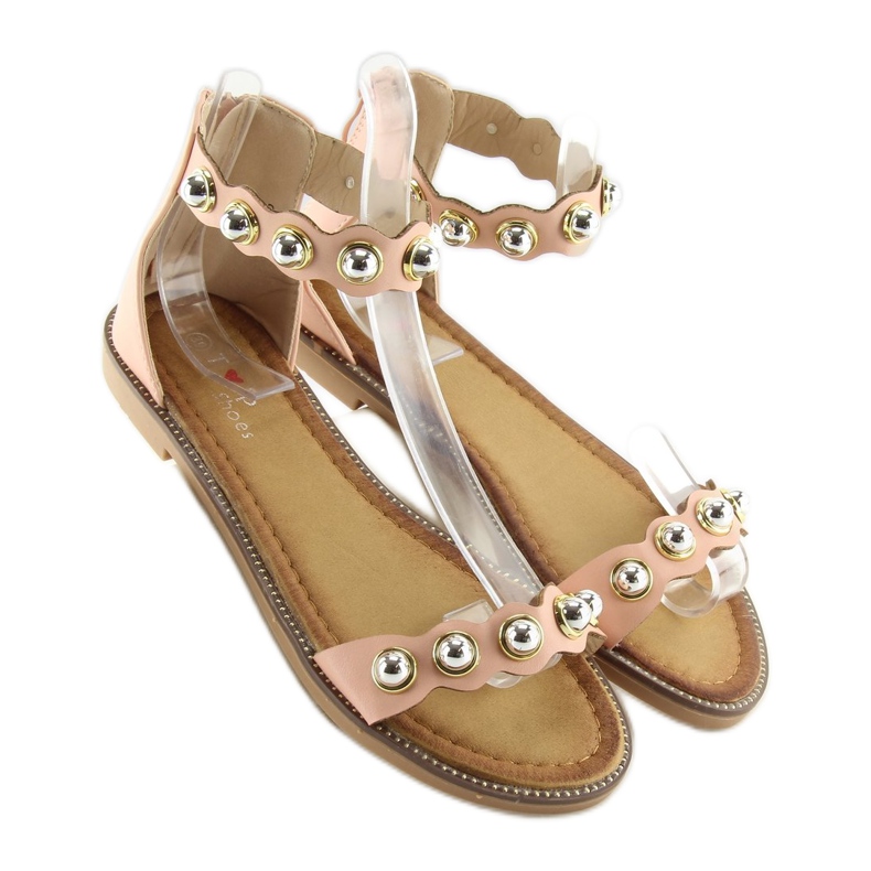 Pink VS-376 Pink fastened ankle sandals 1