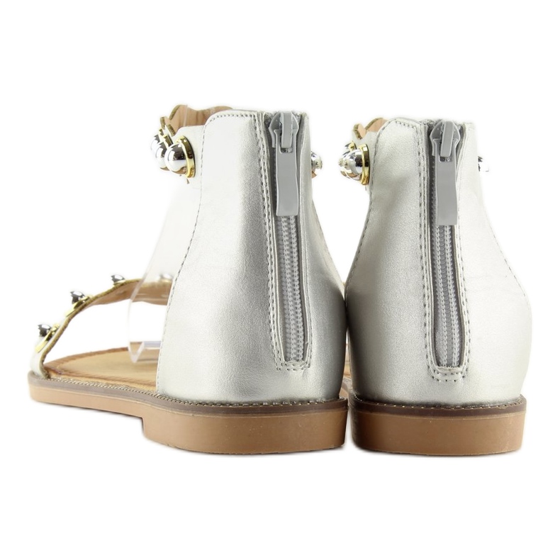 Silver ankle fastening sandals VS-376 Silver grey 2