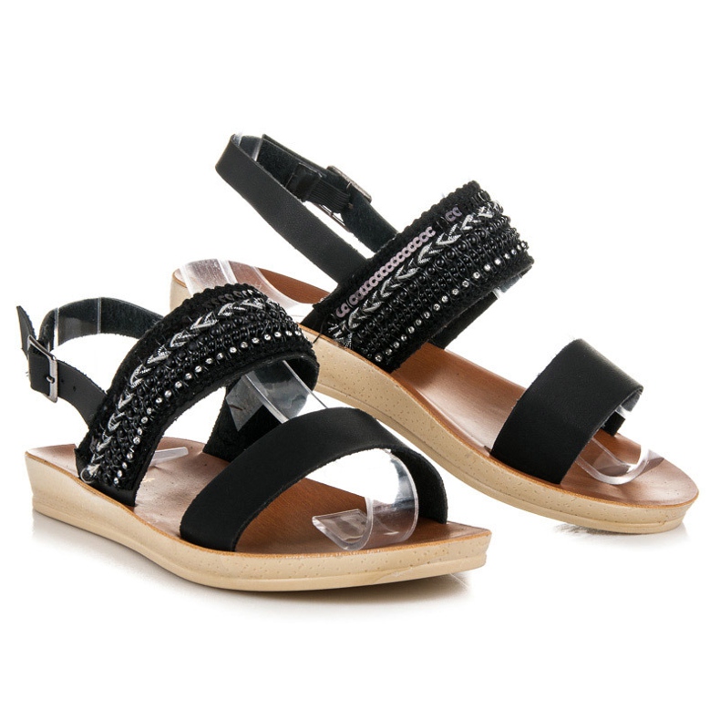 Beauty Girl'S Black sandals with beads 1 Beauty Girl'S Black sandals with beads 1