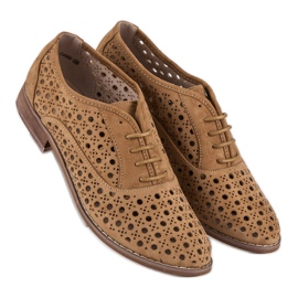 Corina Openwork shoes with a binding brown 1