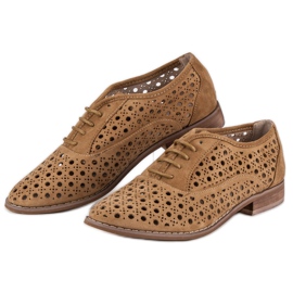 Corina Openwork shoes with a binding brown 2