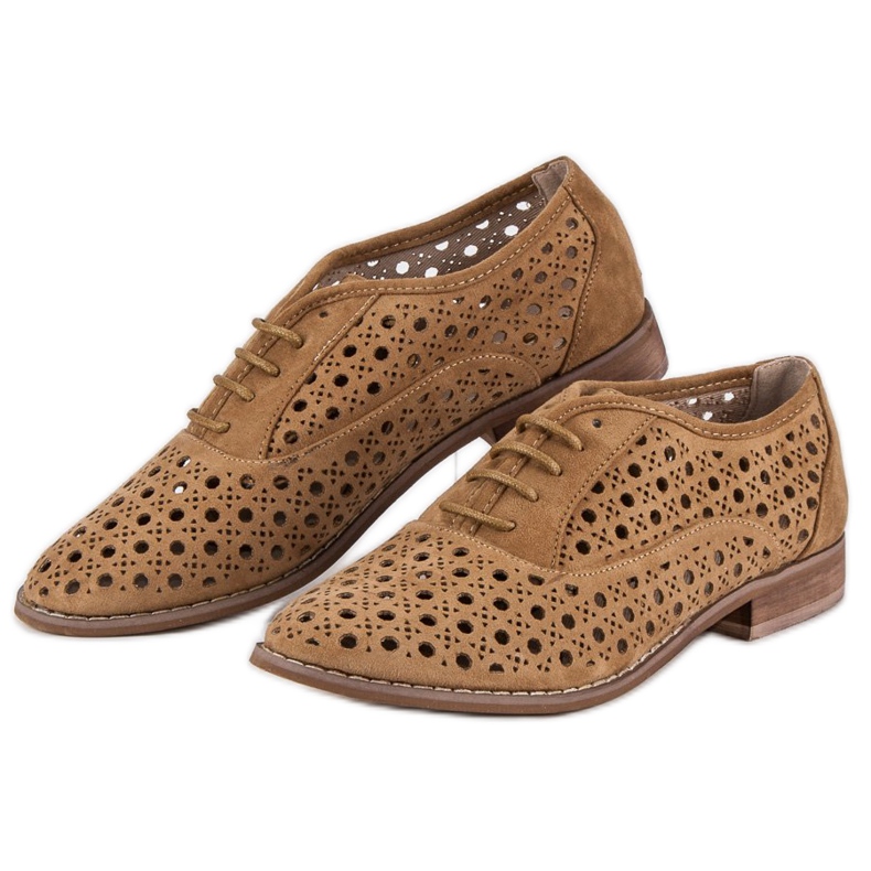 Corina Openwork shoes with a binding brown 2