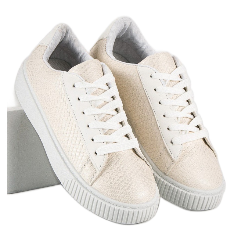 White Snake Print Sneakers 1