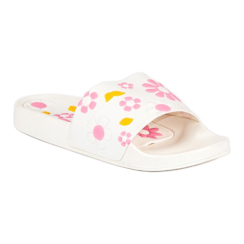 Flower slippers vices white 1
