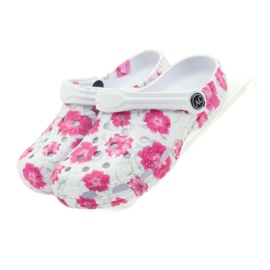 American Club American children's slippers kroks flowers white grey pink 4 American Club American children's slippers kroks flowers white grey pink 4