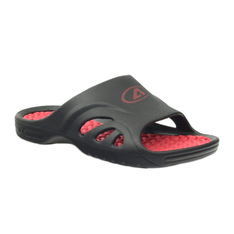 American Club American foam slippers black red 1