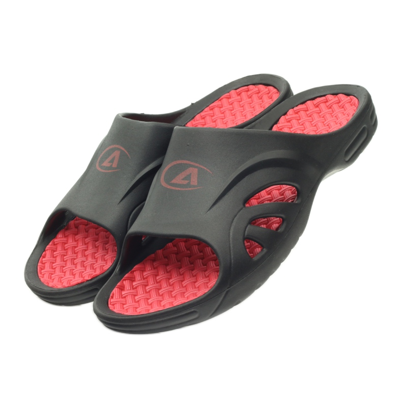 American Club American foam slippers black red 4