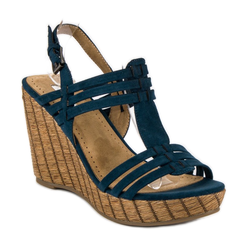 Corina Navy blue wedge sandals 1