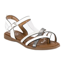 Small Swan Classic white sandals grey 1