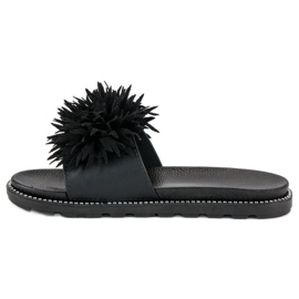 Slippers with a pompom black 1
