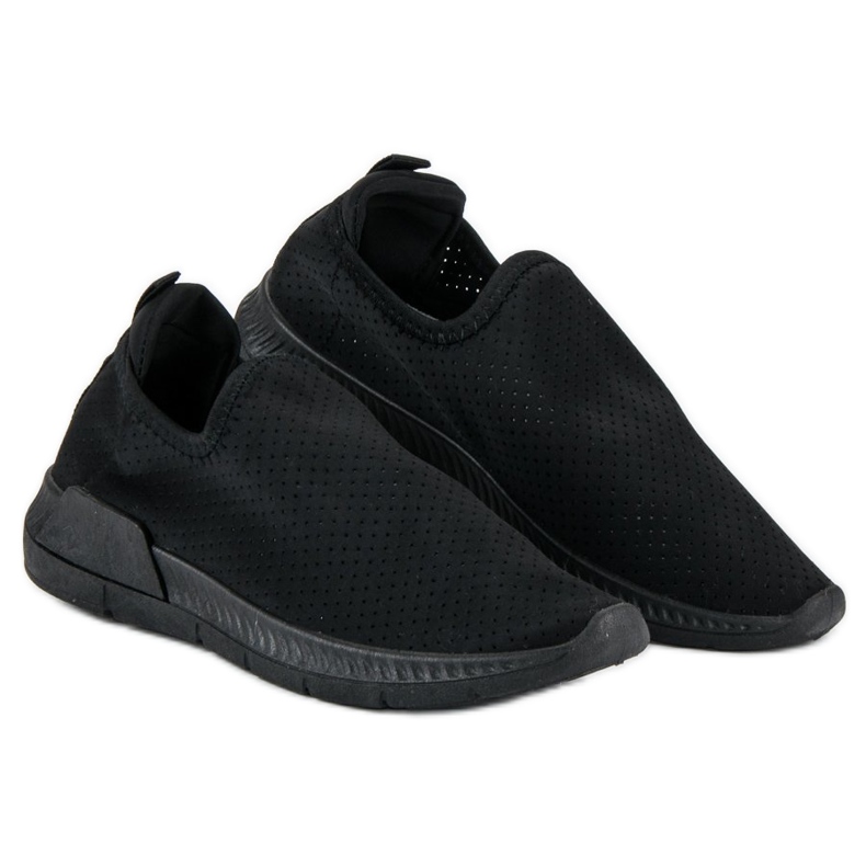 Openwork, slip-on sports shoes black 2