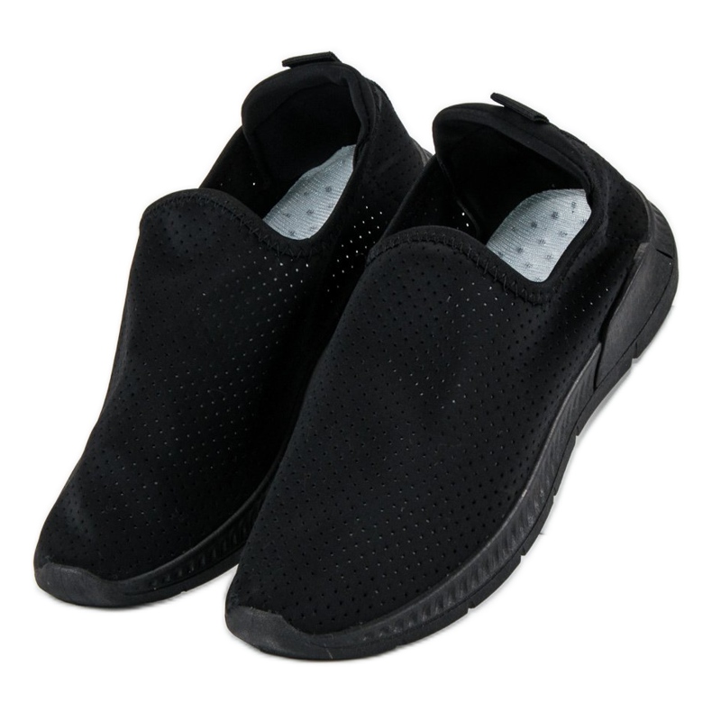 Openwork, slip-on sports shoes black 1