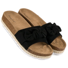 Black slippers with a bow 2