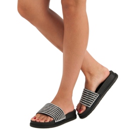 Black slippers with crystals 2