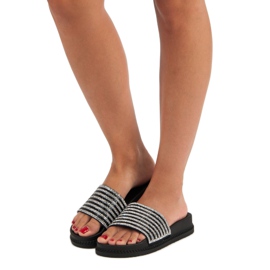 Black slippers with crystals 1