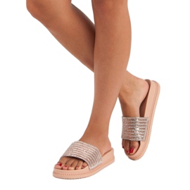 Pink slippers with crystals 2