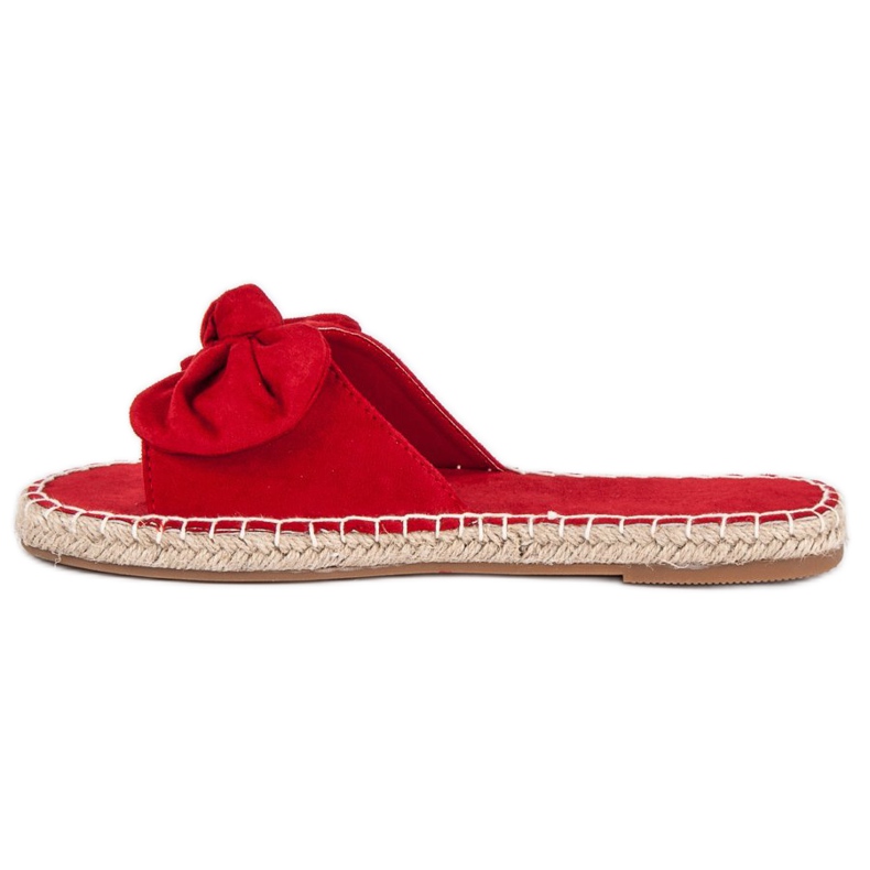 Suede espadrilles flip-flops red 1
