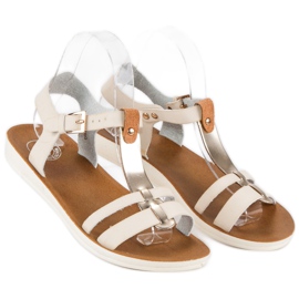 Sandals fastened with a buckle brown yellow 1