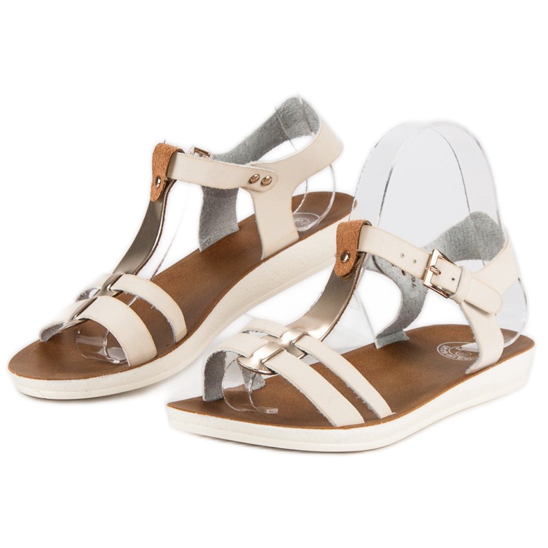 Sandals fastened with a buckle brown yellow 2