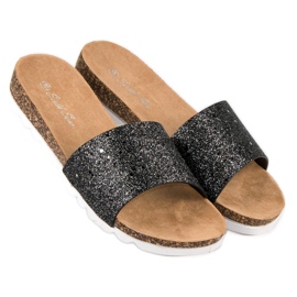 Sixth Sense Women's glitter slippers black 2