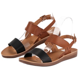 Casual sandals black brown 2