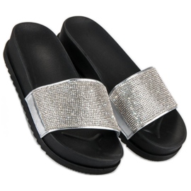 Stylish silver slippers grey 1