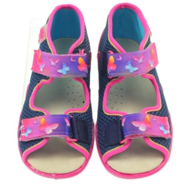 Befado sandals slippers, leather insole pink navy blue 3