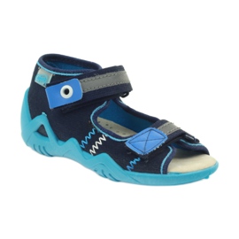 Befado sandals slippers, leather insole blue navy blue 1