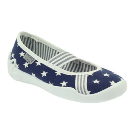 Girls' slippers, stars, Befado193x065 white navy blue 1