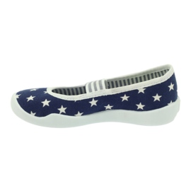 Girls' slippers, stars, Befado193x065 white navy blue 2