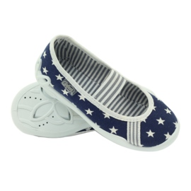 Girls' slippers, stars, Befado193x065 white navy blue 3