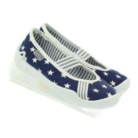 Girls' slippers, stars, Befado193x065 white navy blue 4