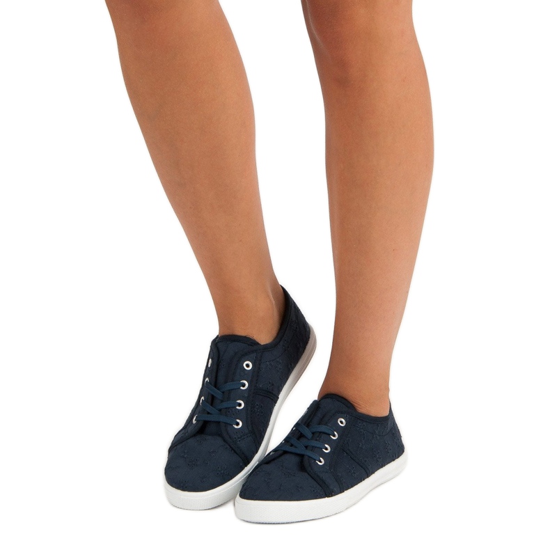 Blue textile sneakers navy blue 2