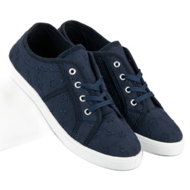 Blue textile sneakers navy blue 1