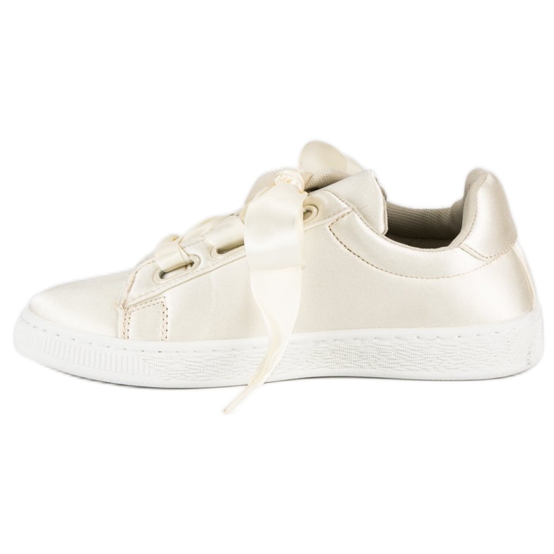 Satin Sneakers With Pearls beige 1