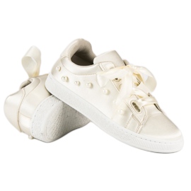 Satin Sneakers With Pearls beige 2