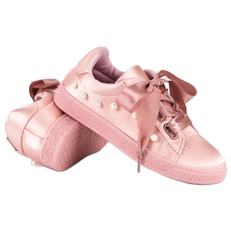 Satin Sneakers With Pearls pink 1