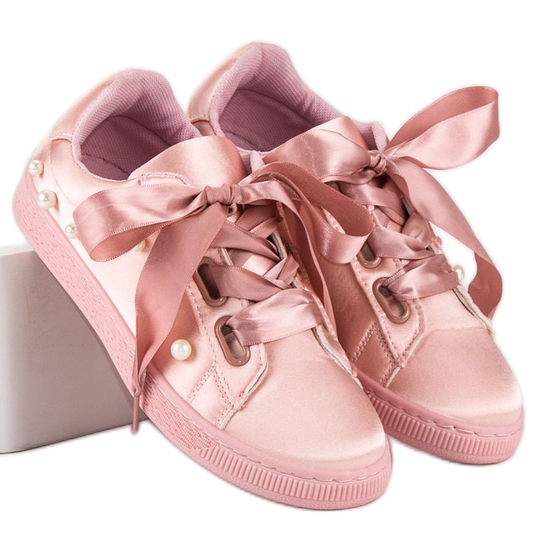 Satin Sneakers With Pearls pink 2
