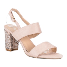 Stylish sandals with beads brown 1