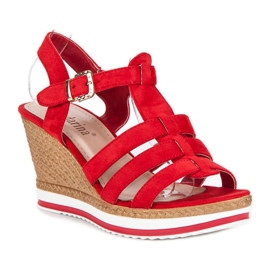 Red wedge sandals 1