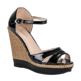 Kayla Black lacquered wedge sandals 1
